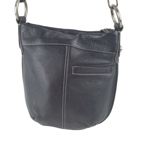 B Makowsky Soft Leather Tote: Black Crossbody Shoulder Bag - Picture 5 of 7